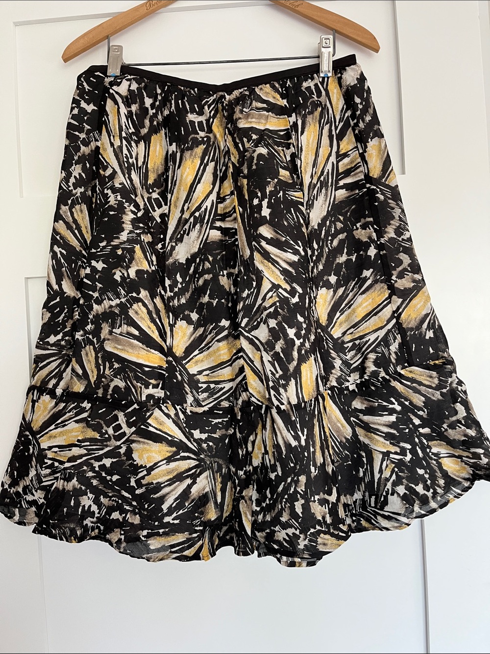 Black and Yellow Printed A-Line Women's Skirt